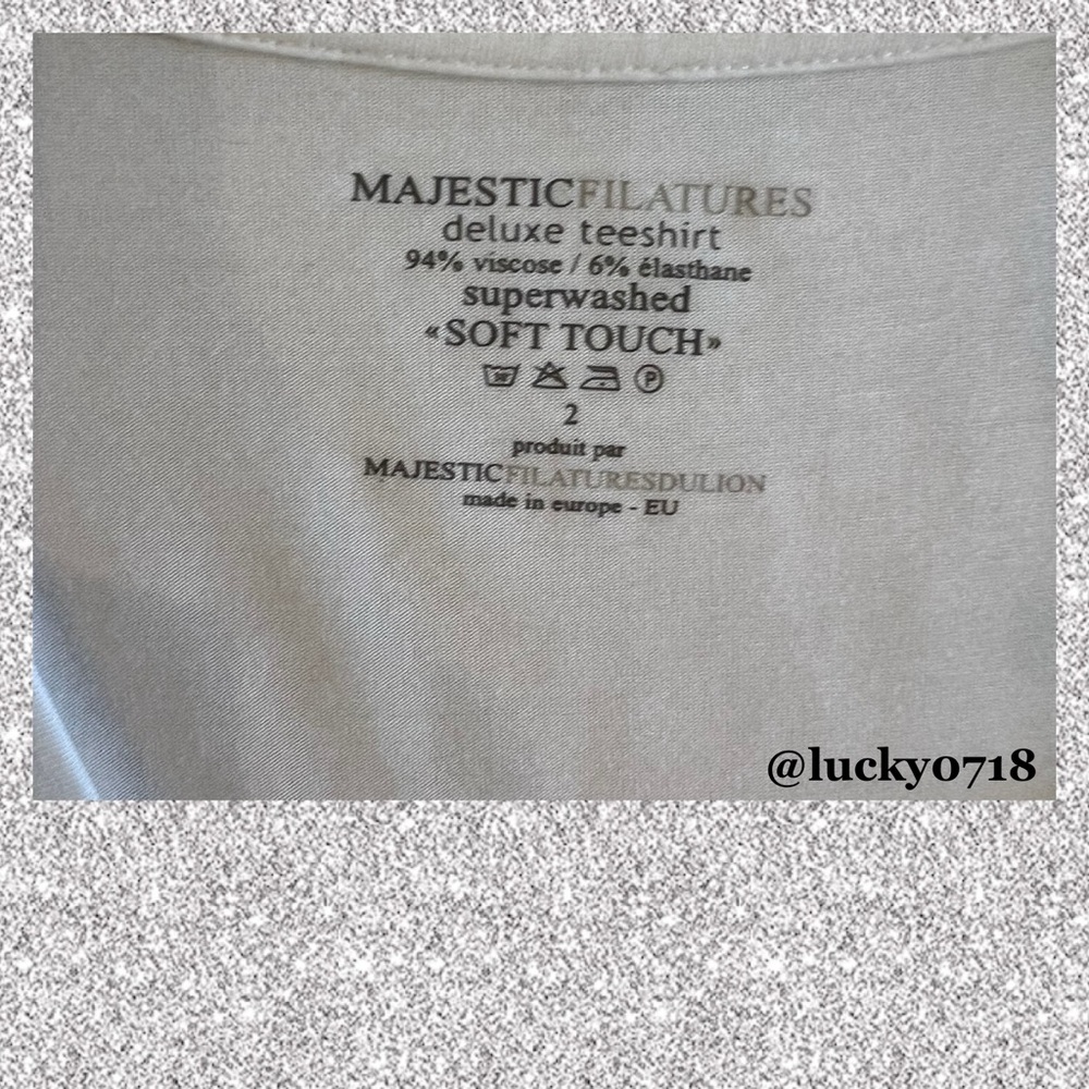 Majestic Filatures NWOT White V-Neck Long Sleeve Tee Sz 2 - Picture 7 of 8
